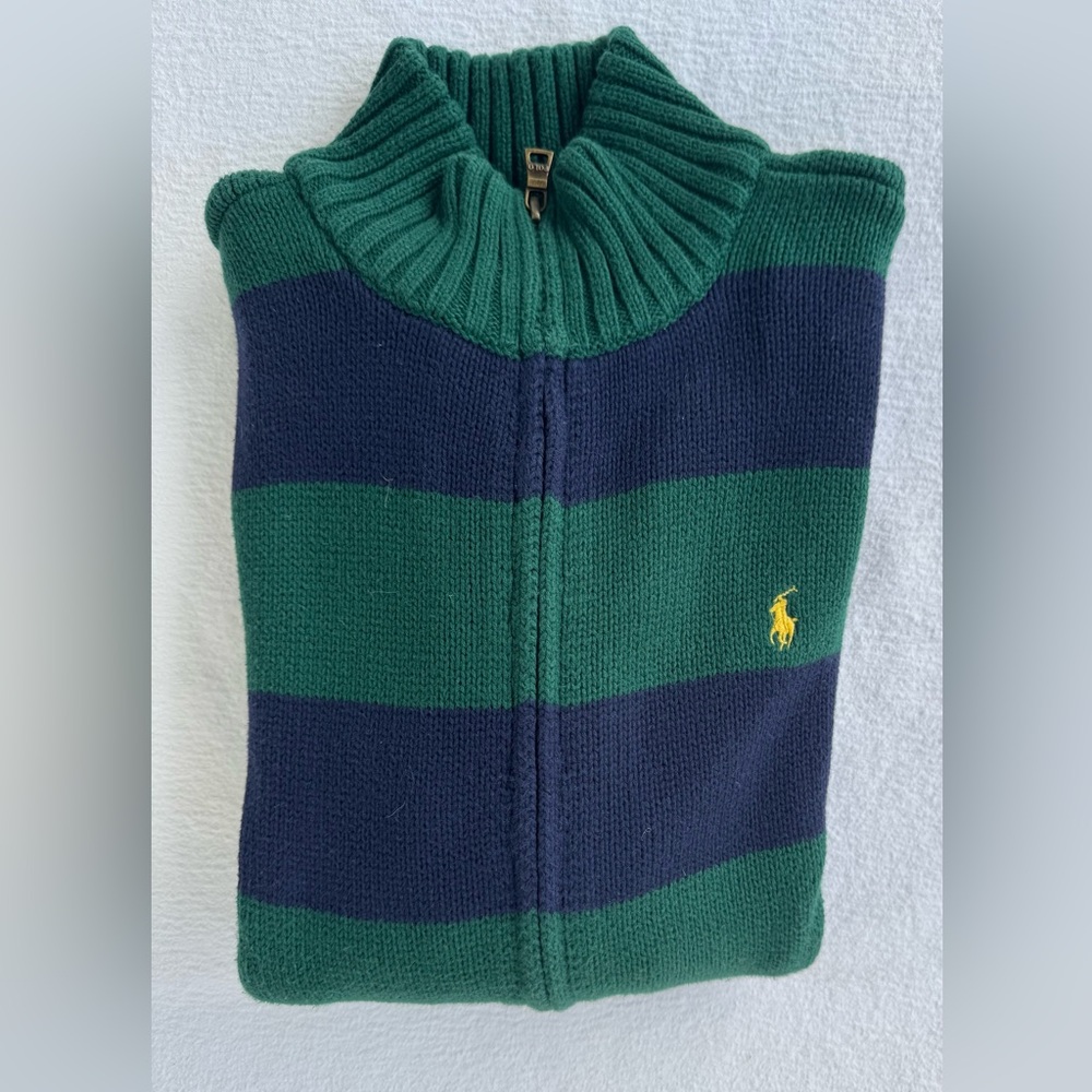 EUC Youth Polo by Ralph Lauren Sweater in Green and Navy L